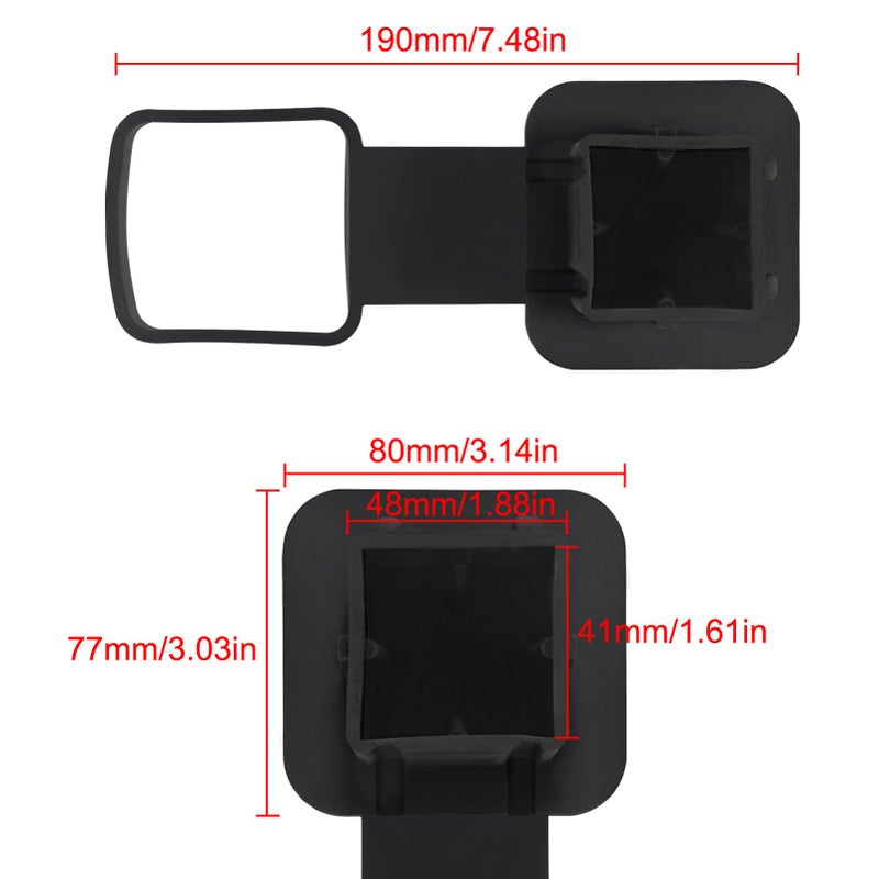 Dorhea Trailer Hitch Tube Cover 2'' Rubber Hitch Tube Cover Plug Cap Insert 2 inch Receivers Class 3 4 5 for Dodge Ram Porsche Benz Toyota Ford Jeep Chevrolet Nissan ATV UTV Polaris - Black - Image 5